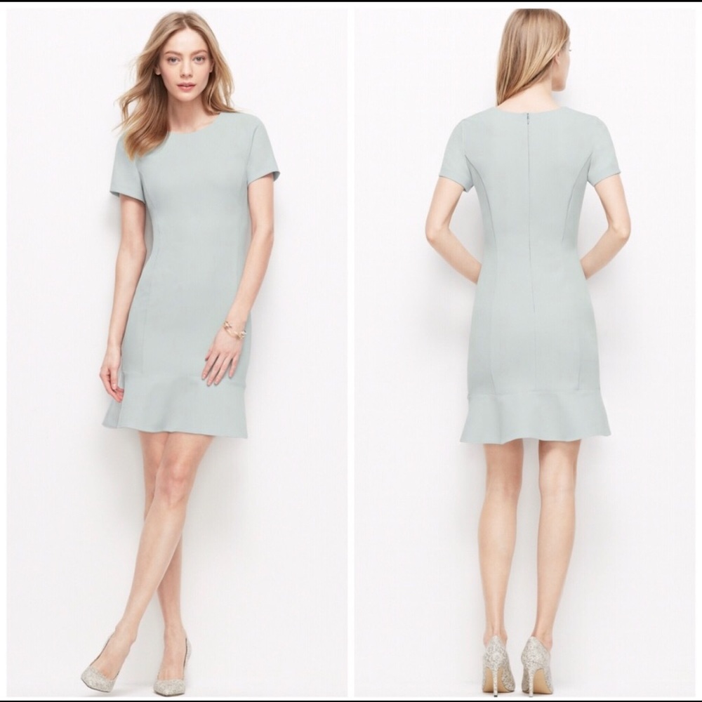 Ann Taylor Light Blue Flounce Dress NWT